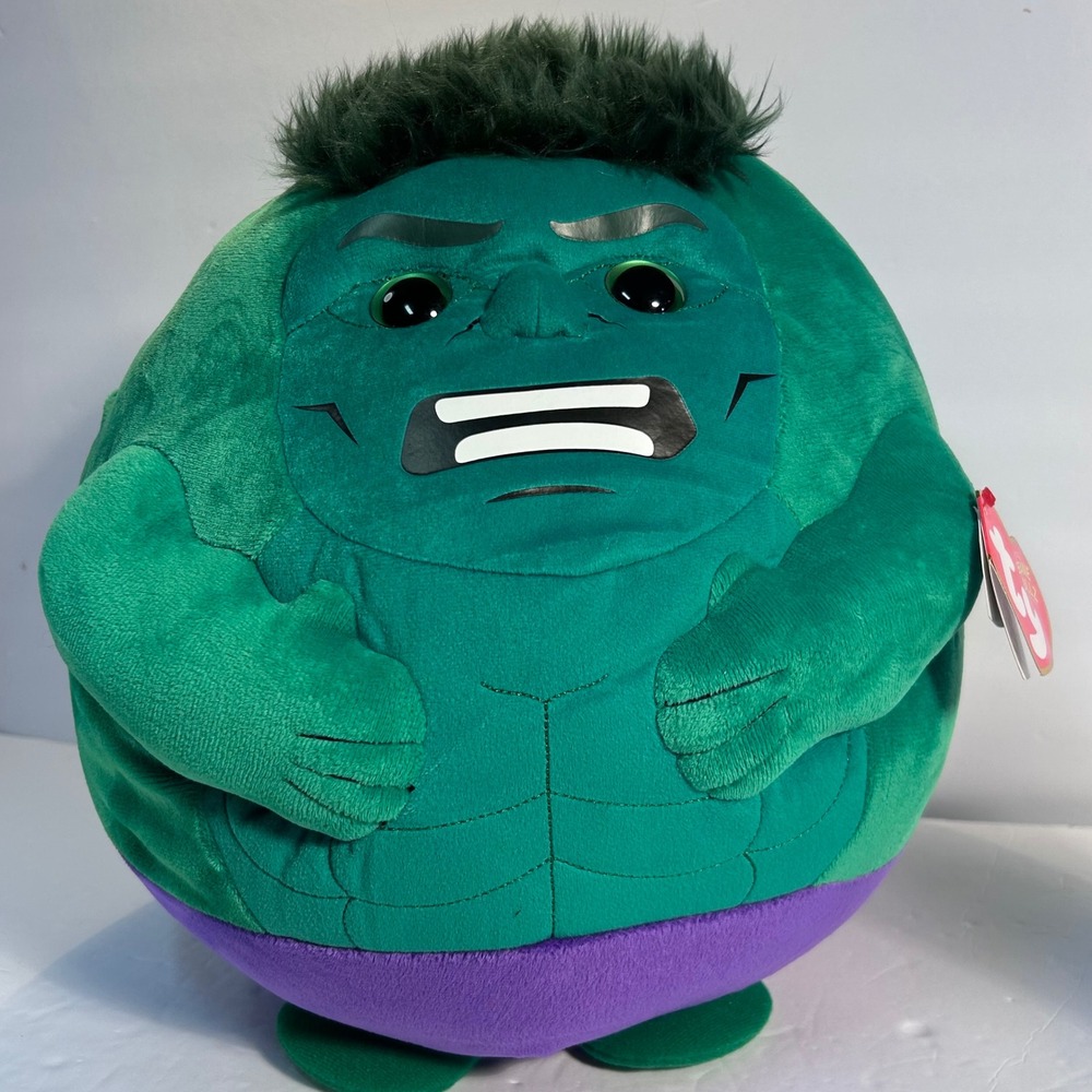 Ty Beanie Ballz 12" Hulk Plush Marvel Large Green Purple NWT 2013 Round Toy
